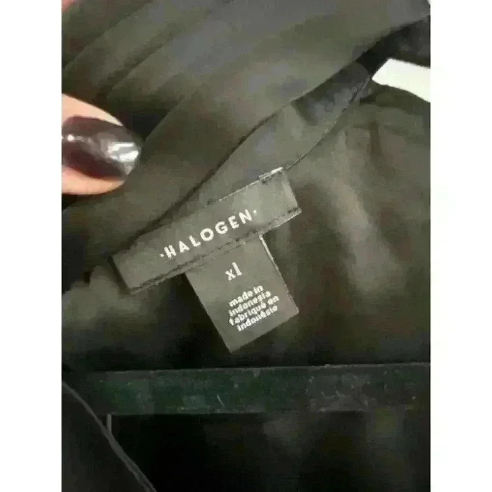 Halogen Cutout Sequin Strap Black Satin Top Size XL NWT - Picture 4 of 7